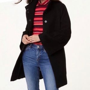 Loft Black Wool Coat with Bell Sleeves